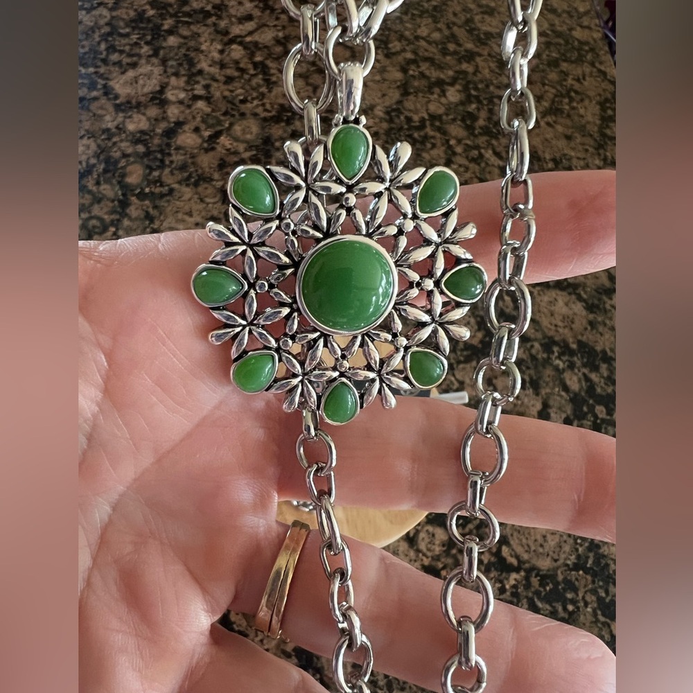 NWT Jade Green and Silver Set. Nickel Free and Sterling Silver Post Earrings. - Picture 2 of 12